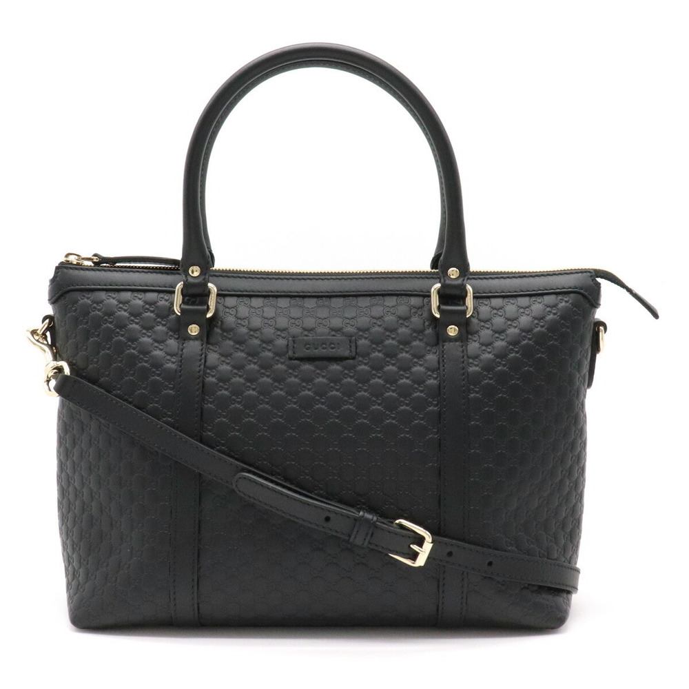 Gucci Micro Guccisima Tote Bag Shoulder Bag Leather Black Gold